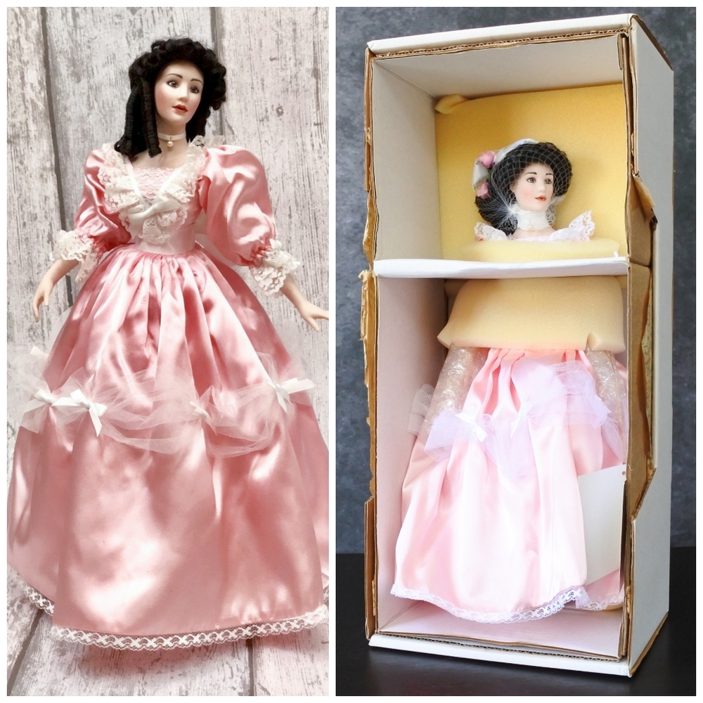 New in Box Vintage Franklin Mint Heirloom Savannah Southern Belle Porcelain Doll